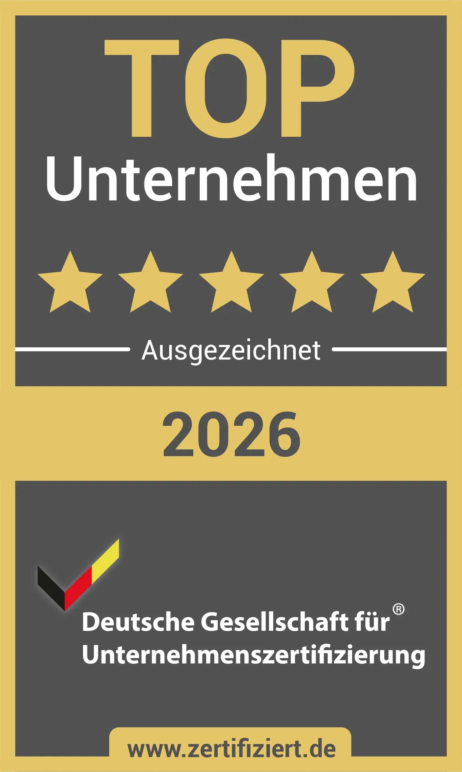 TOP-Unternehmen 2026 - Deutsche Gesellschaft fuer Unternehmenszertifizierung